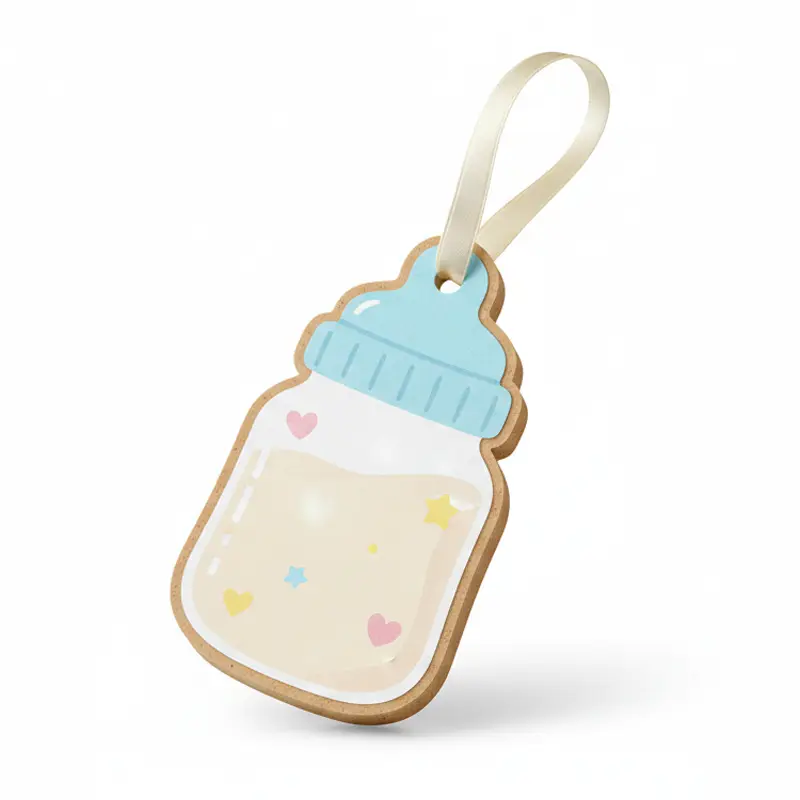 Baby bottle shaped paper air freshener with pastel colors