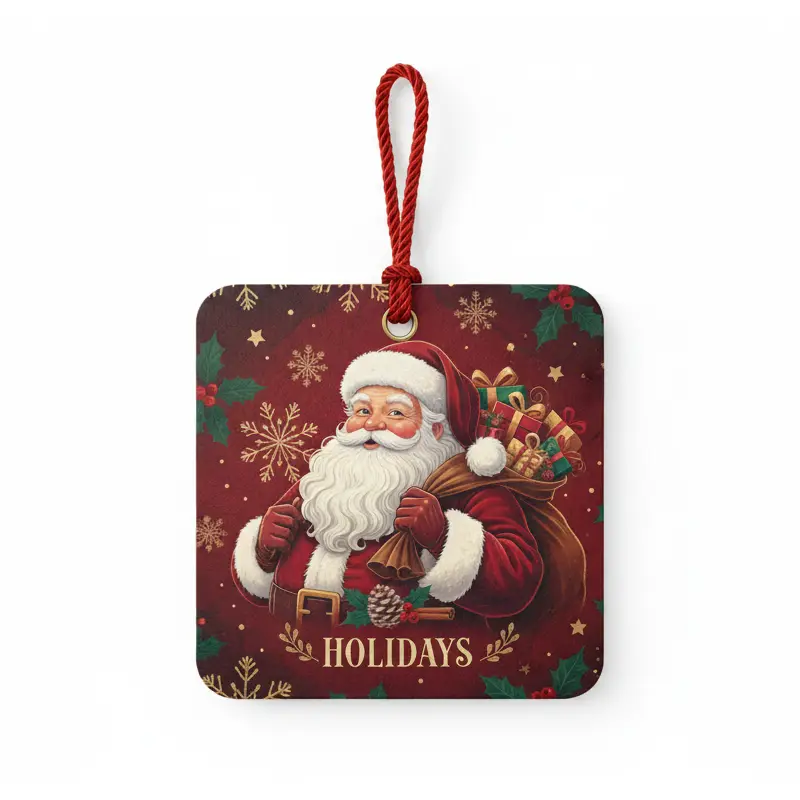 Santa Claus Christmas paper air freshener with holiday patterns