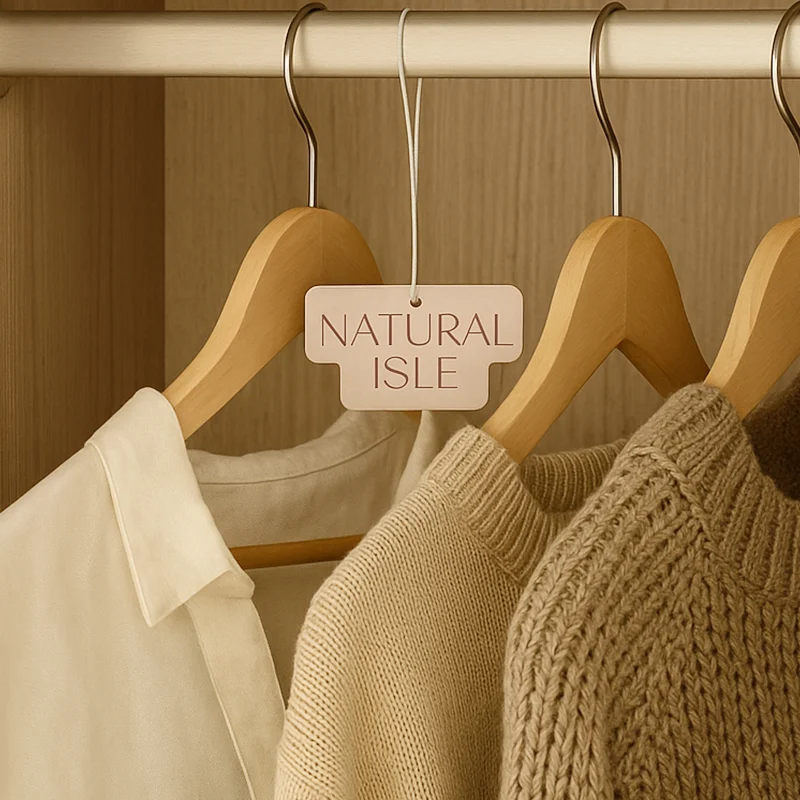 Paper hanging air freshener in home closet