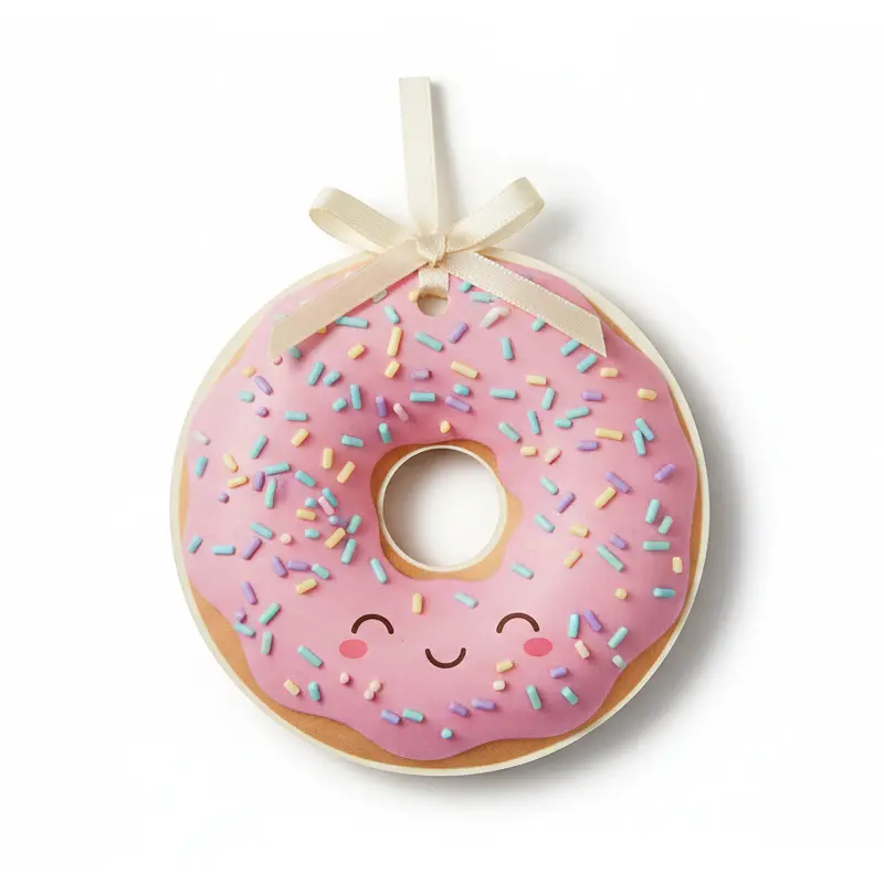 Pink donut kawaii paper air freshener with sprinkles