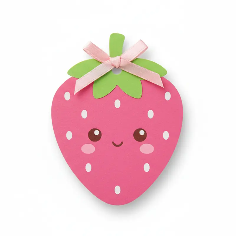 Cute strawberry-shaped kawaii paper air freshener with bow
