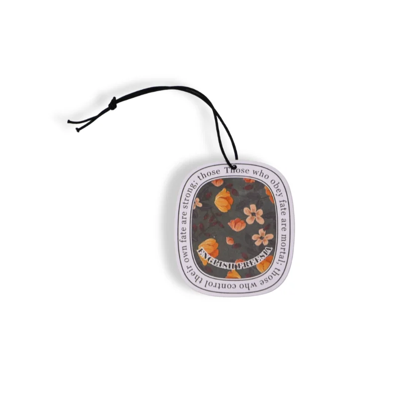 Floral hanging paper car air freshener with botanical design – long-lasting fragrance card