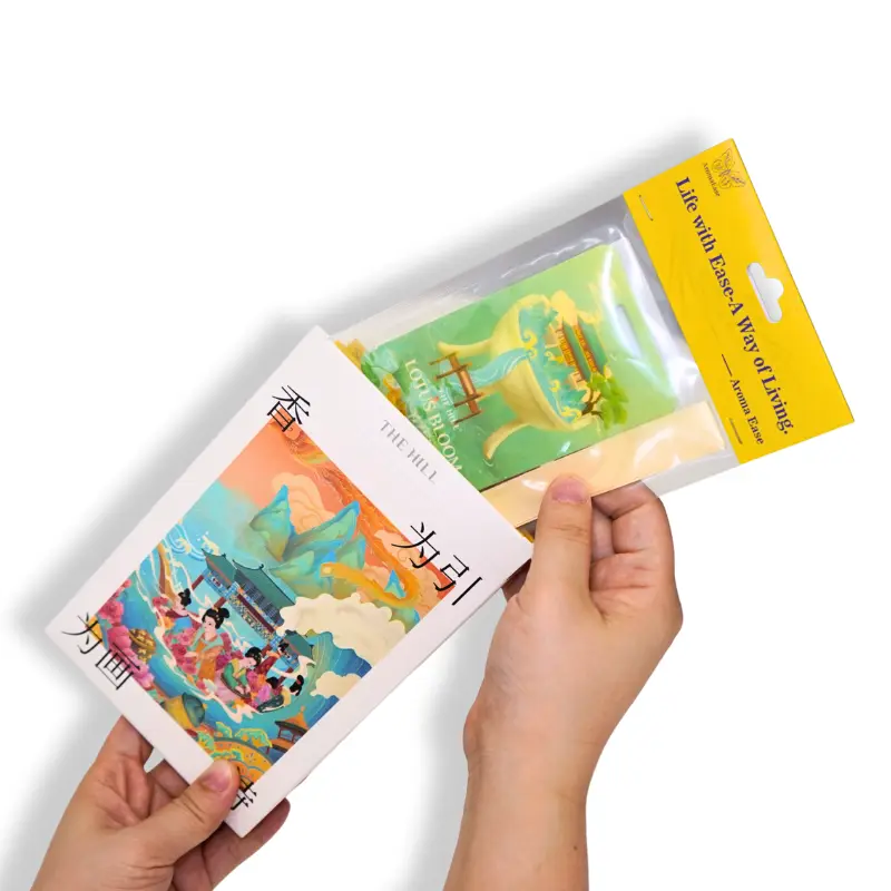 Lotus fragrance paper air freshener with ribbon hanger