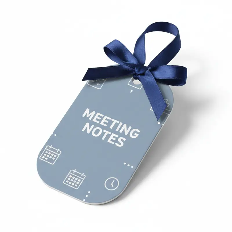 Blue ribbon meeting notes paper air freshener tag
