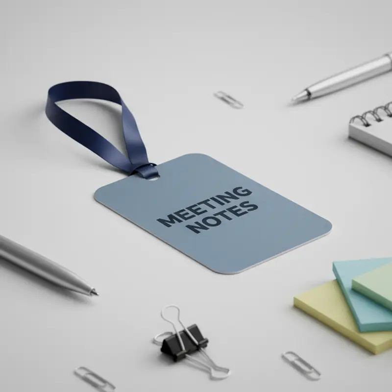 Office meeting notes paper air freshener on work desk