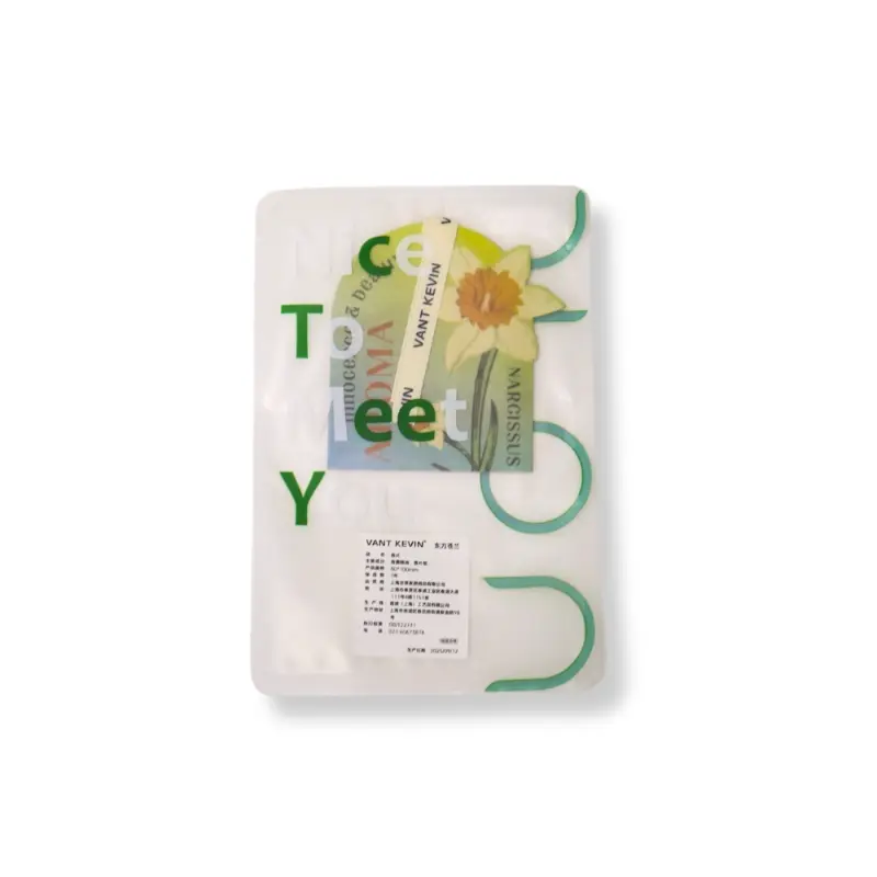 Green grass scented paper air freshener in factory retail pack with hanging strap