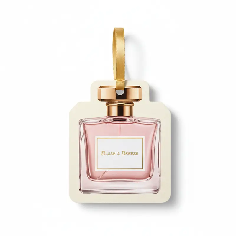 Perfume bottle paper air freshener in blush pink design